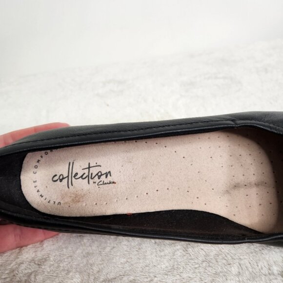 Clarks Collection Black Leather Gracelin Vail Ballet Flats Size 8 US/39 EU - Picture 10 of 10